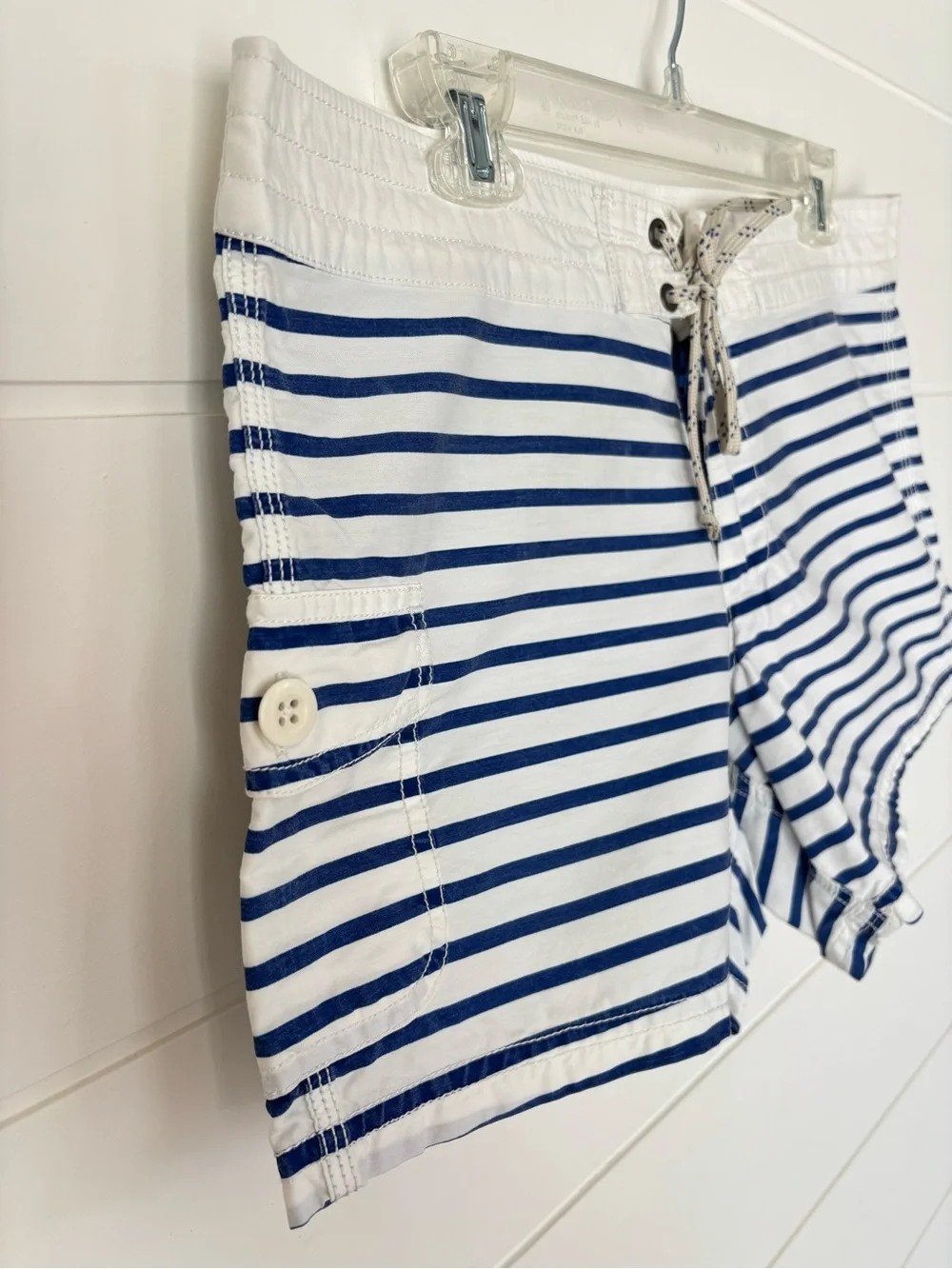J. Crew Women’s Navy & White Striped Nautical Beach Board Shorts Size 10